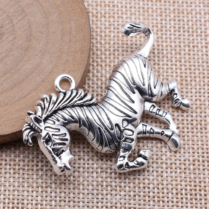 49x38mm 9.3g Antique Silver Zinc Alloy Zebra Horse Charm Pendant for DIY Animal Jewelry Making