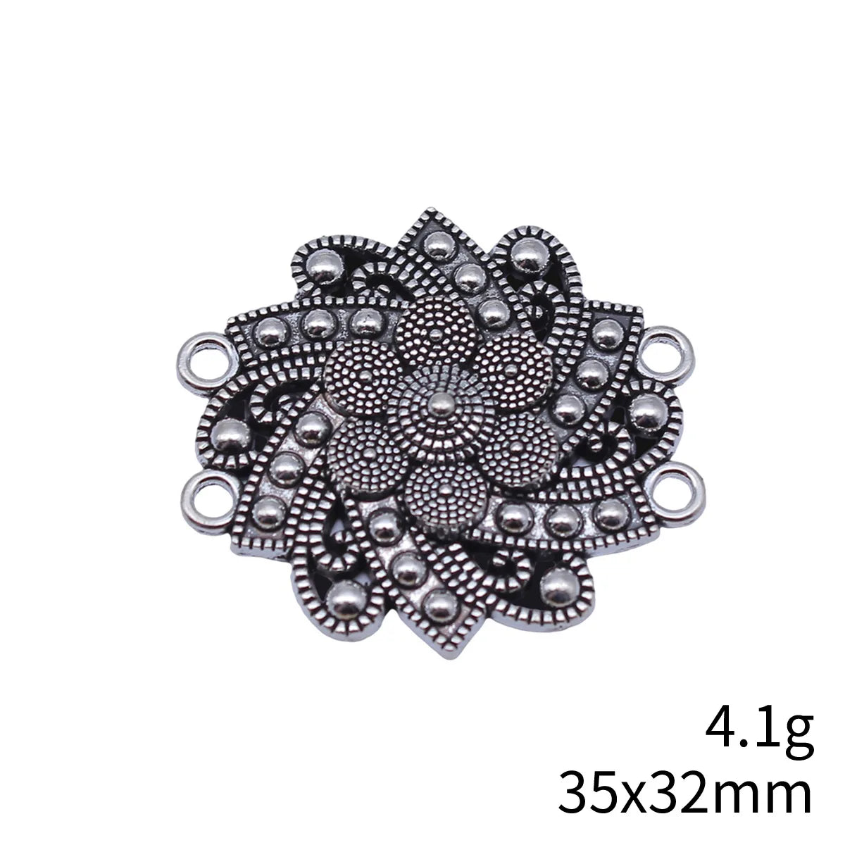 35x32mm 4.1g Antique Silver Zinc Alloy Four-Hole Connector Charm for Body Chain Waist Chain Jewelry