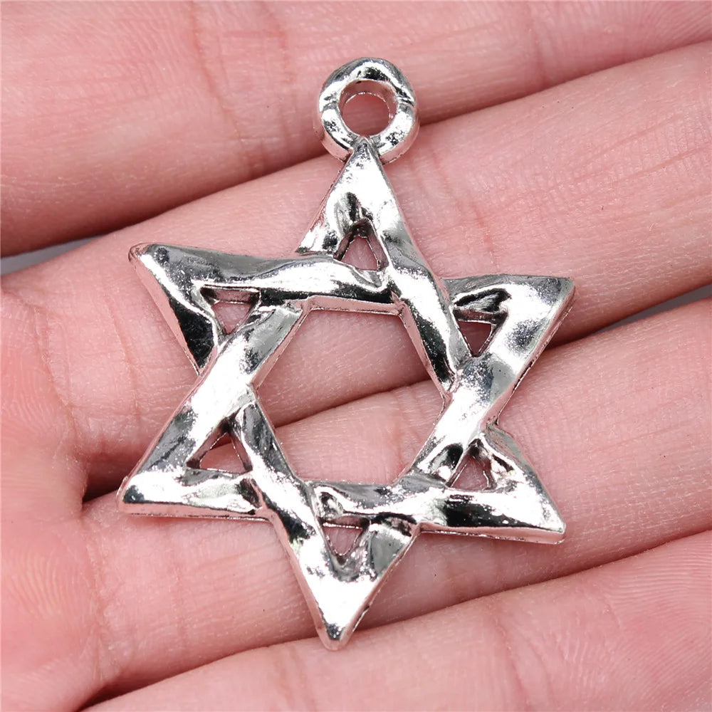 45x38mm 6.6g Multicolor zinc alloy Six-Point Star charm pendant for DIY necklace jewelry making