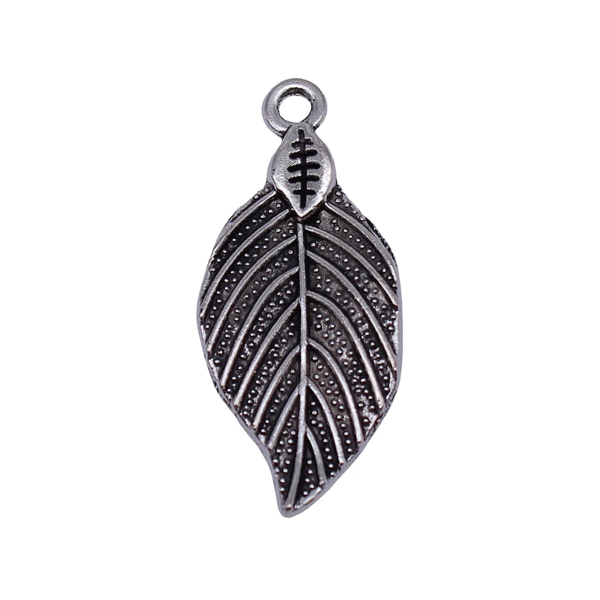 35x15mm 2.1g Antique Silver Zinc Alloy Leaf Charm Pendant for DIY Necklace Bracelet Making