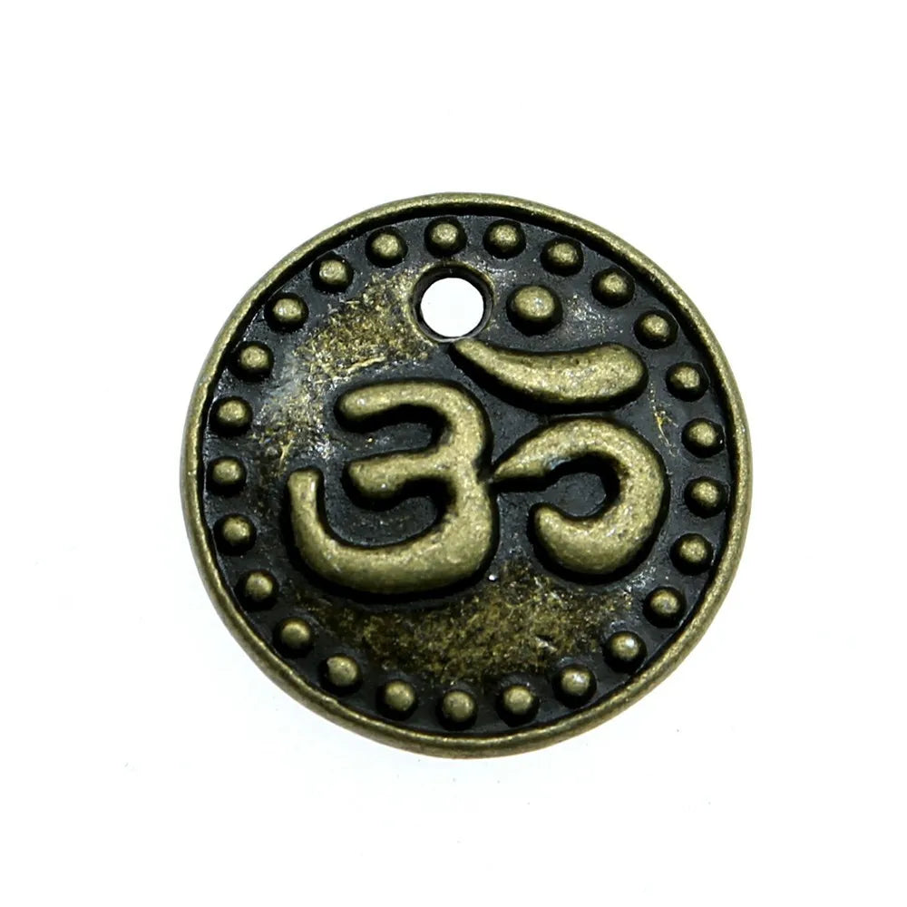 15mm 1.7g Multicolor Zinc Alloy OM Charm Pendant for DIY Yoga Meditation Jewelry Making