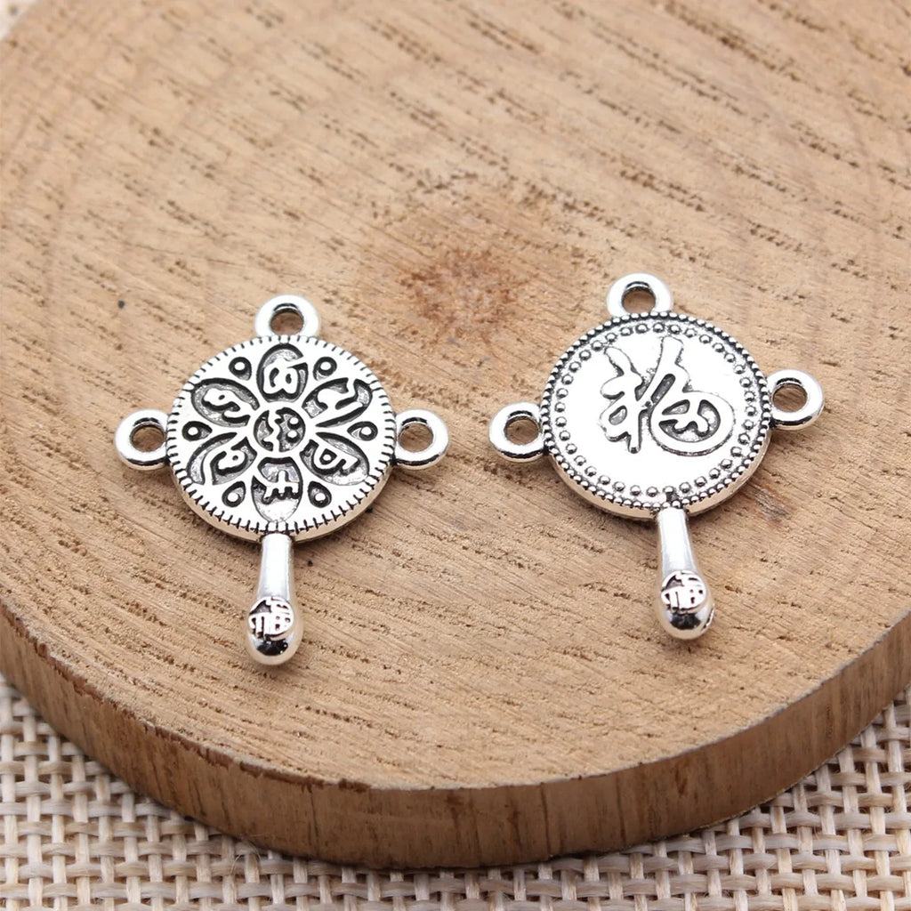23.2x18.7mm 1.9g Antique Silver Zinc Alloy Rattle Drum Charm Pendant for Necklace Bracelet DIY Jewelry