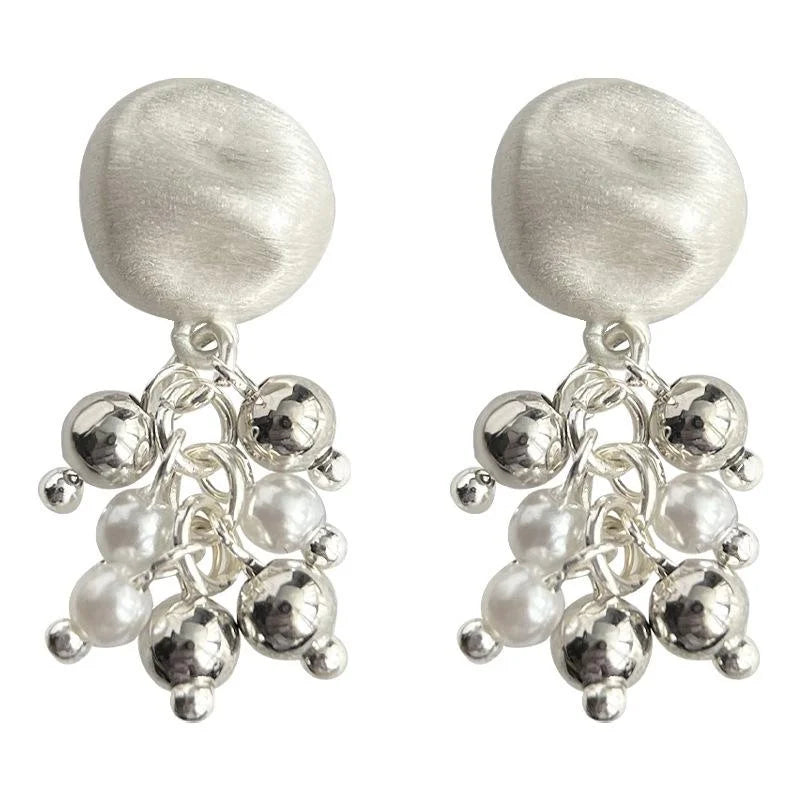 Handmade Brushed Matte Copper Geometric Tassel Drop Earrings For Women