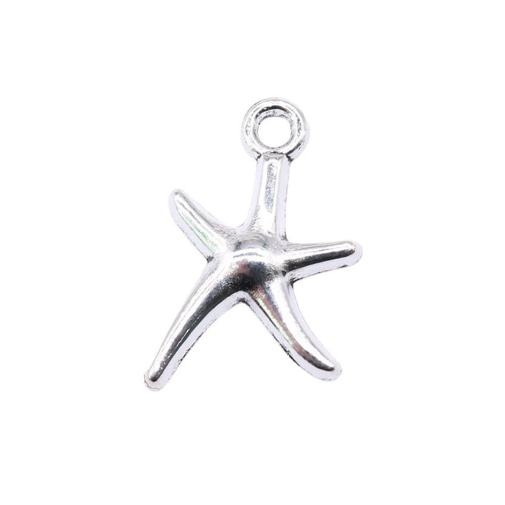 17x12mm 0.5g Antique Silver Zinc Alloy Starfish Charm Pendant for Ocean Theme DIY Jewelry Making