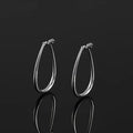 Elegant Silver Alloy Teardrop Hoop Stud & Clip On No Piercing Minimalist Statement Earrings