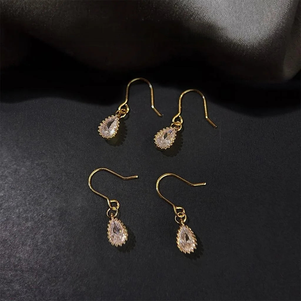 18K Gold Plated Copper Micro Pave Zircon Waterdrop Heart Drop Earrings For Women