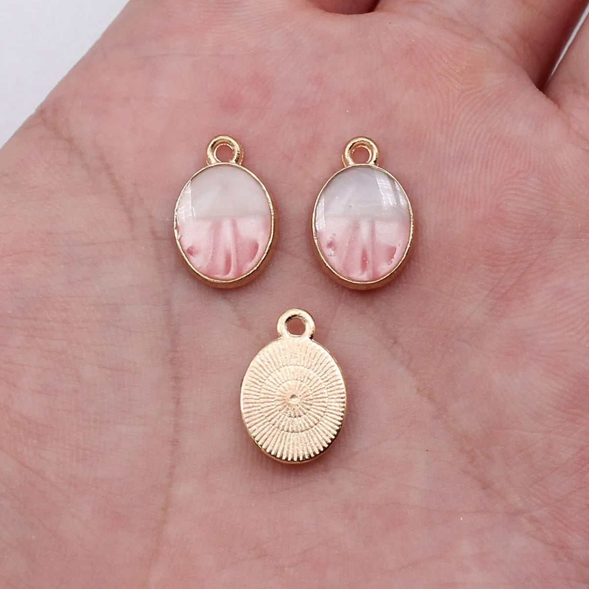 15x10mm 0.78g Pink Zinc Alloy Geometric Oval Charm Pendant for DIY Vintage Necklace Bracelet Jewelry