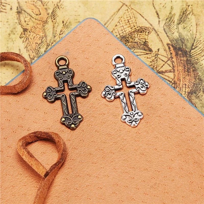 26x16MM Zinc Alloy Cross Hollow Charm Pendant for DIY Necklace Bracelet Jewelry Making