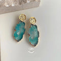 Vintage Irregular Blue Ombre Resin Geometric Drop Earrings Elegant Artsy Statement Jewelry