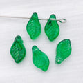 Translucent Green Czech Glass Leaf Loose Beads for Bracelet and Necklace Jewelry Making