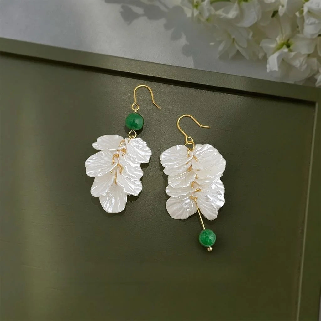 Original Design Asymmetric Acrylic Leaf Floral Tassel Drop Earrings For Women