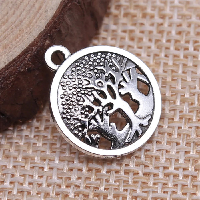 16x16mm 1.2g Antique Silver Zinc Alloy Tree of Life Charm Pendant for DIY Necklace Bracelet Making