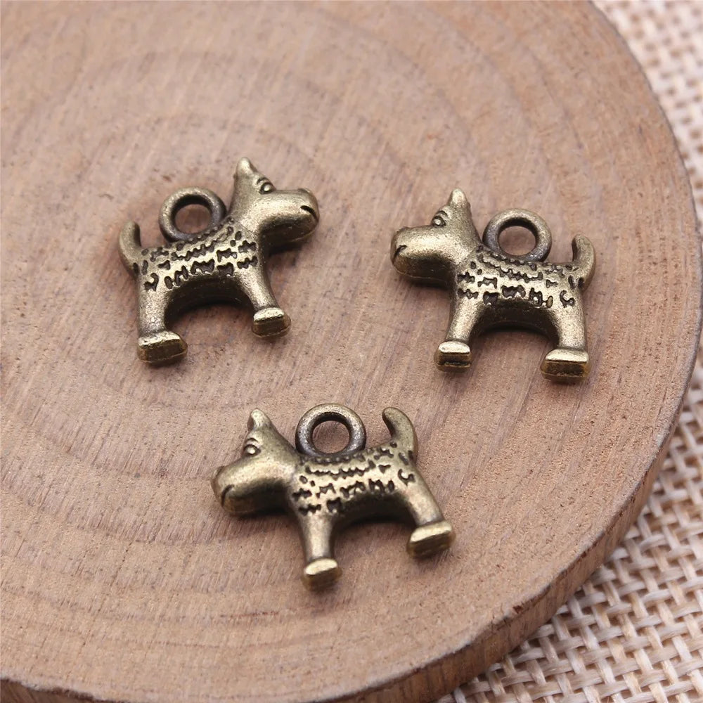 13x13mm 1.7g Multicolor Zinc Alloy Dog Charm Pendant for DIY Necklace Bracelet Making