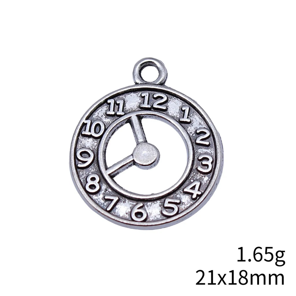 21x18mm 1.65g Multicolor Zinc Alloy Double Sided Clock Charm Pendant for DIY Necklace Jewelry Making