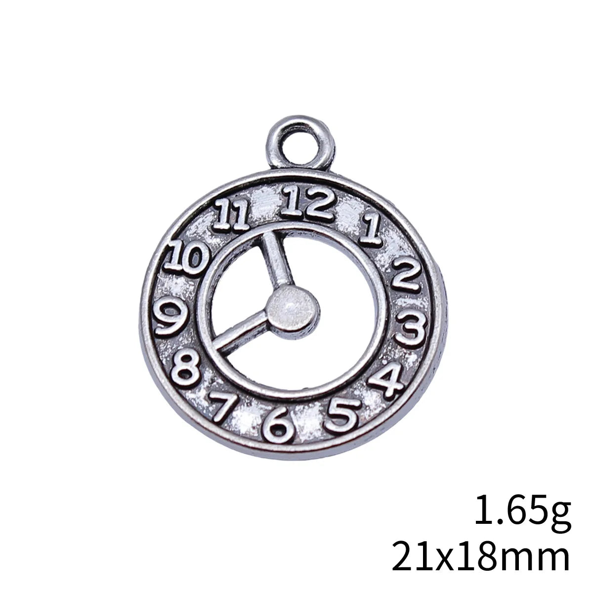 21x18mm 1.65g Multicolor Zinc Alloy Double Sided Clock Charm Pendant for DIY Necklace Jewelry Making