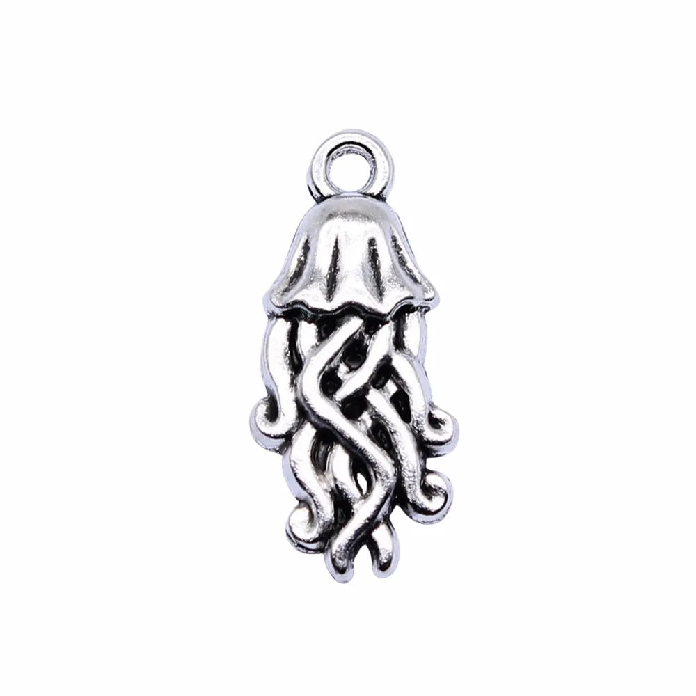 22x10mm 1g Antique Silver Zinc Alloy Jellyfish Charm Pendant for DIY Necklace Bracelet Jewelry Making