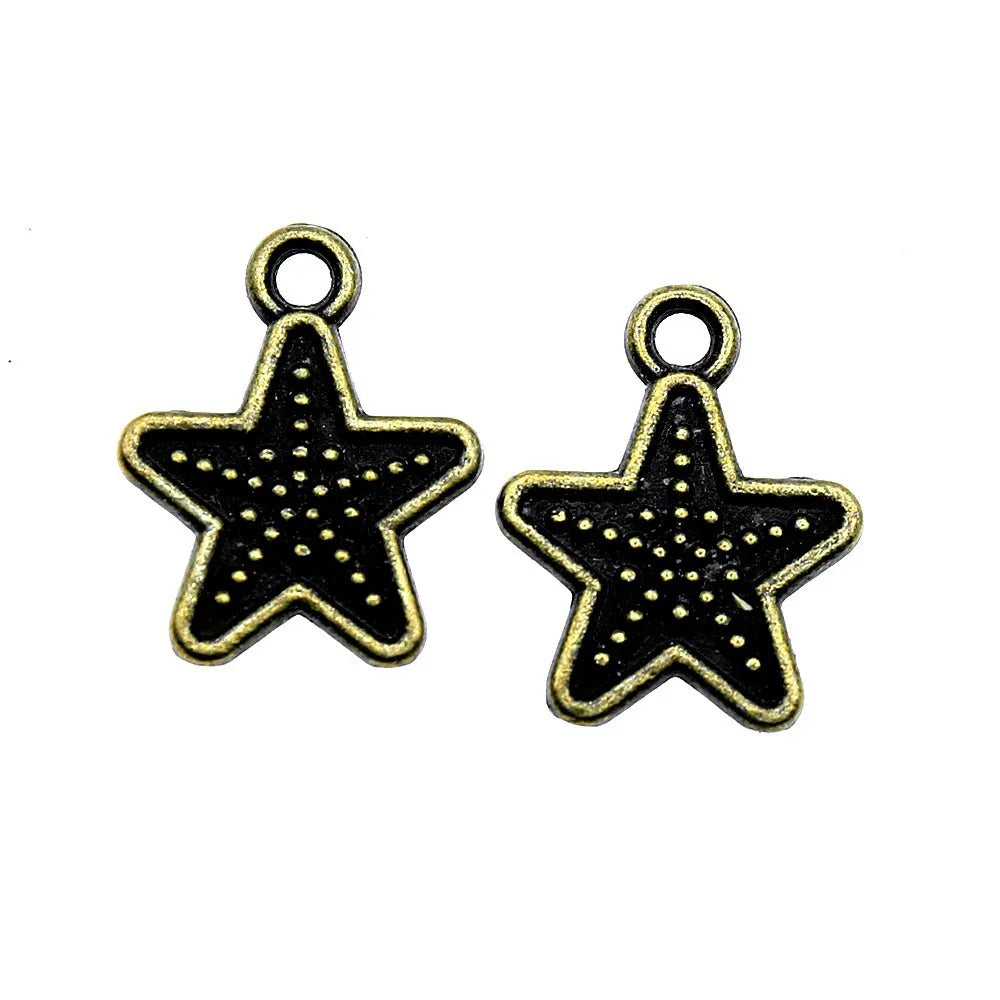 15x11mm 0.9g Antique Bronze Zinc Alloy Star Charm Pendant for DIY Necklace Bracelet Making