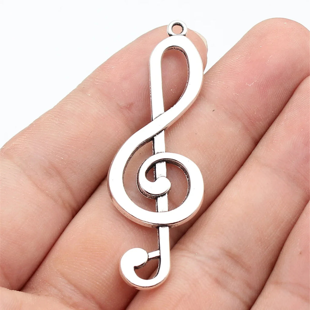 61x20mm 5.9g Antique Silver Zinc Alloy Music Note Charm Pendant for DIY Necklace Jewelry Making