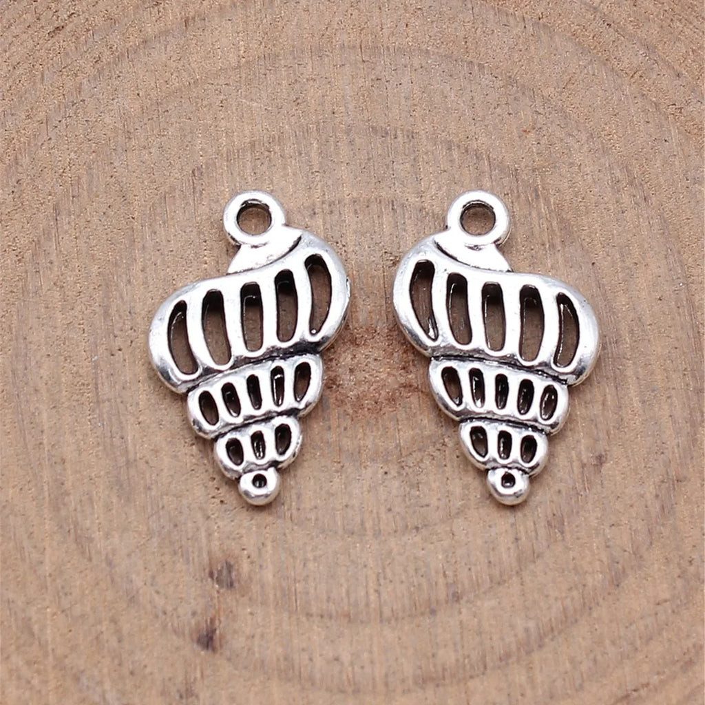 20x12mm 1.1g Antique Silver Zinc Alloy Conch Shell Charm Pendant for Bracelet Necklace DIY Jewelry