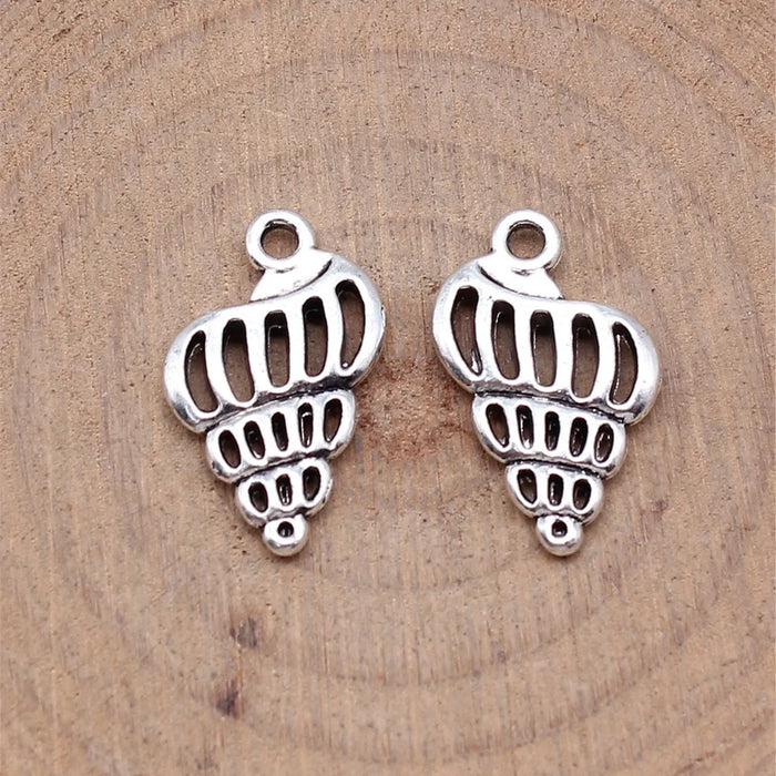 20x12mm 1.1g Antique Silver Zinc Alloy Conch Shell Charm Pendant for Bracelet Necklace DIY Jewelry