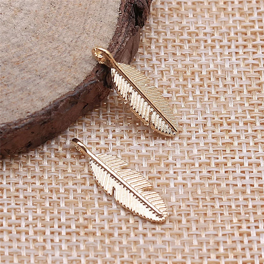 20x6mm 0.6g Multicolor Zinc Alloy Feather Charm Pendant for Necklace Bracelet Earring Making