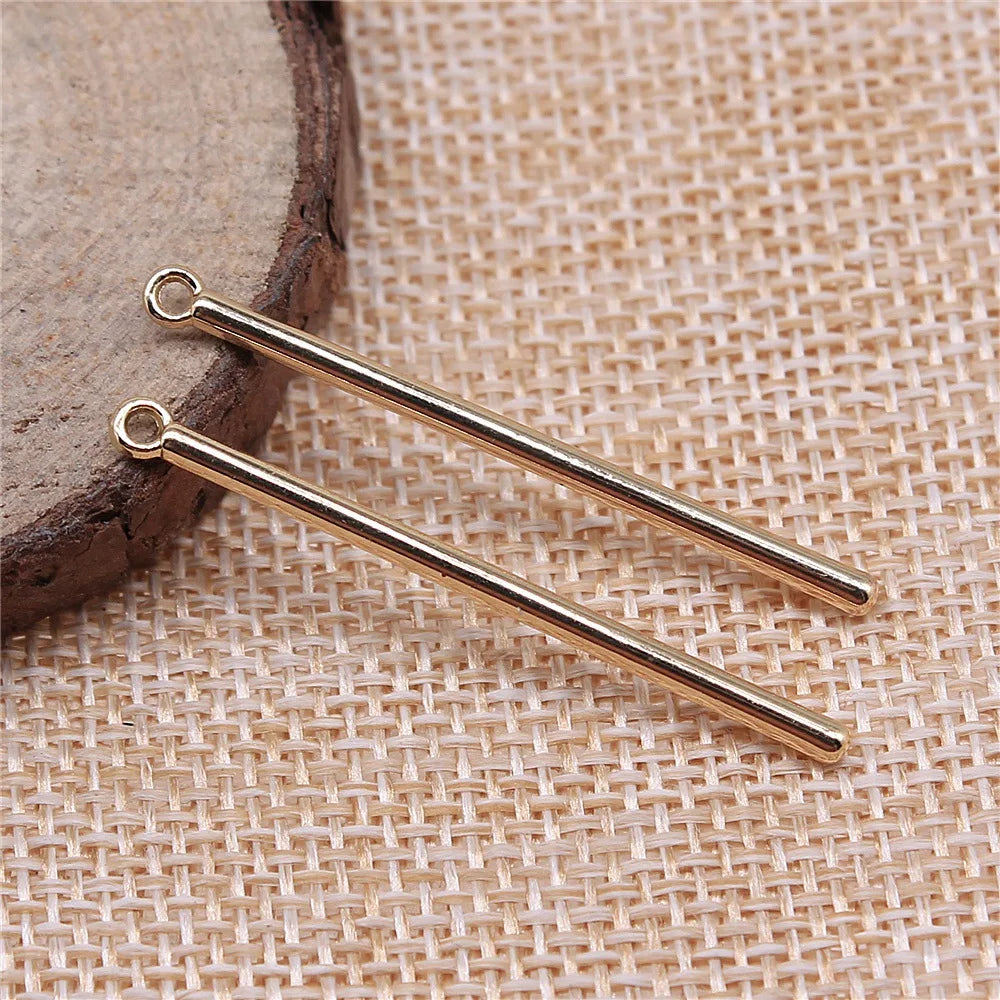 3x41mm 0.9g KC Gold Zinc Alloy Long Bar Earring Charm Pendant for DIY Earrings Jewelry Making
