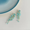 Ocean Series Handmade Long Tassel Glass Crystal Drop Earrings Geometric Resort Style Jewelry