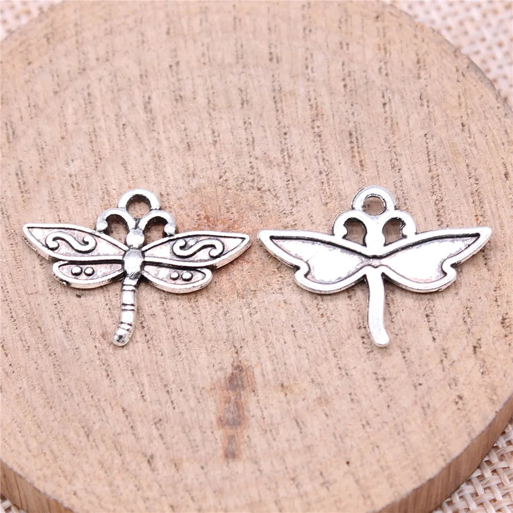 16x22mm 0.9g Antique Silver Zinc Alloy Dragonfly Charm Pendant for DIY Necklace Bracelet Making