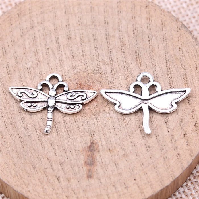 16x22mm 0.9g Antique Silver Zinc Alloy Dragonfly Charm Pendant for DIY Necklace Bracelet Making