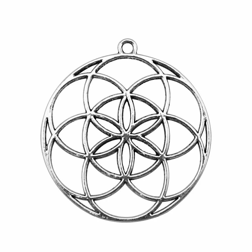 48x44mm 5.6g Antique Silver Zinc Alloy Hollow Flower Charm Pendant for DIY Necklace Jewelry Making