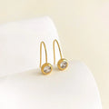14K Gold Plated Copper Zircon Round Geometric Drop Earrings Simple Minimalist Jewelry For Women