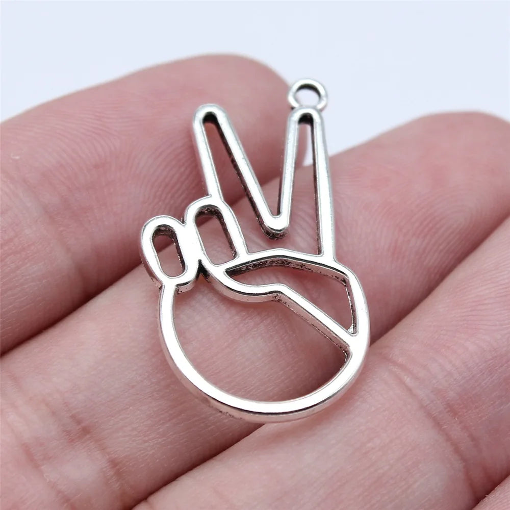 17x31mm 1.8g Antique Silver Zinc Alloy Hollow Yeah Hand Gesture charm pendant for DIY jewelry making