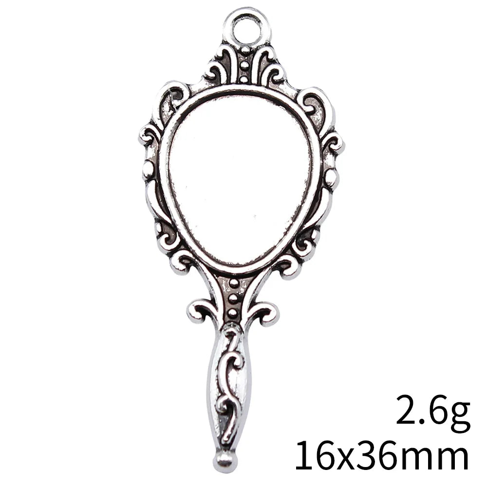 16x36mm 2.6g Multicolor Zinc Alloy Mirror Charm Pendant for DIY Necklace Bracelet Jewelry Making