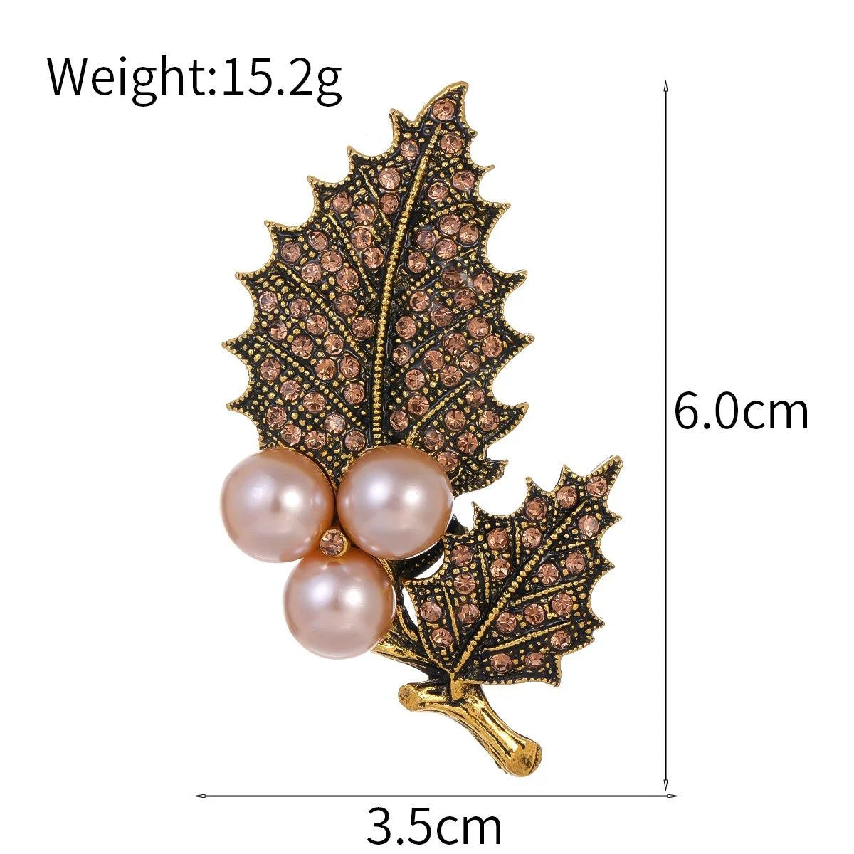 Vintage Maple Leaf Pearl Rhinestone Brooch, Elegant Gold Tone Alloy Lapel Pin Suit Accessory Gift