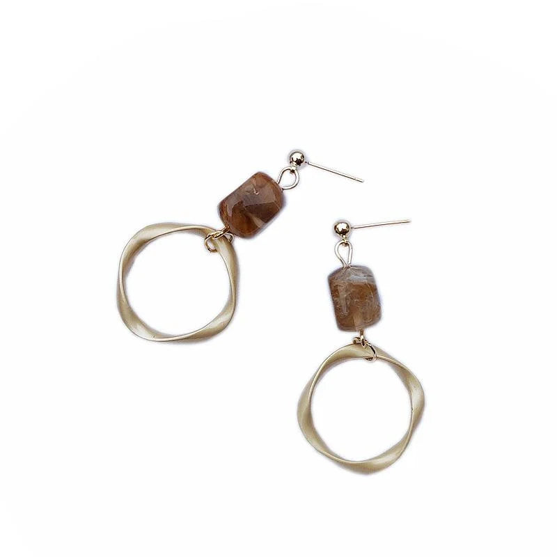 Silver Plated Copper U Shaped Hollow Geometric Handmade Stud Earrings For Women