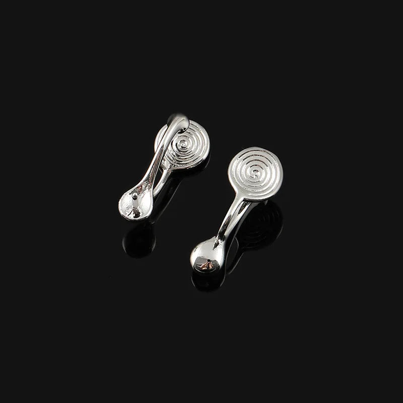 Elegant Silver Alloy Spiral Disc Ear Cuff Hooks, Stud & Clip On No Piercing DIY Invisible Clip Earrings