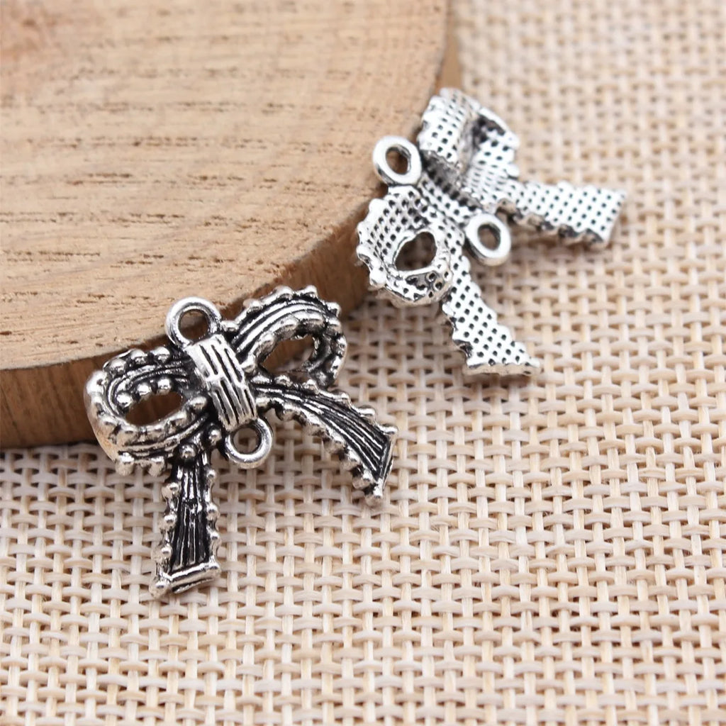 20x18mm 2.2g Antique Silver Zinc Alloy Bow Butterfly connector charm for handmade earrings and bracelet jewelry