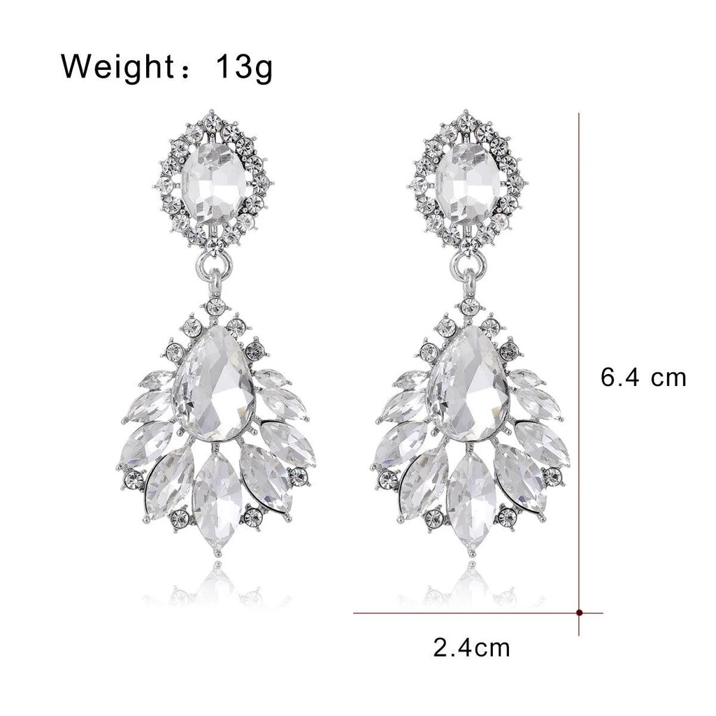 Luxury Teardrop Crystal Rhinestone Earrings For Women Elegant Bridal Wedding Party Banquet Jewelry
