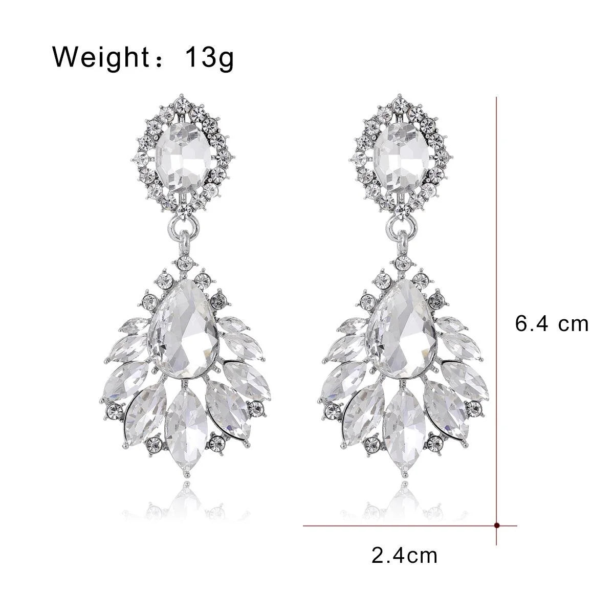 Luxury Teardrop Crystal Rhinestone Earrings For Women Elegant Bridal Wedding Party Banquet Jewelry