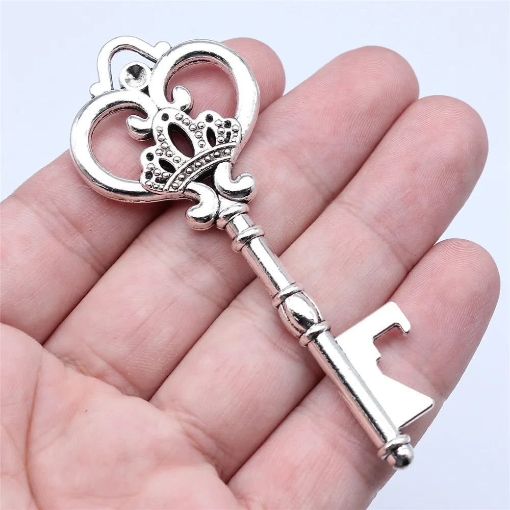 32x83mm 17.3g Antique Silver Zinc Alloy Crown Key Bottle Opener Charm Pendant for DIY Jewelry