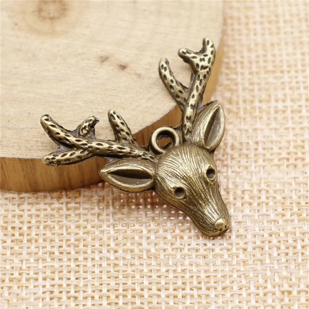 31x36mm 2.8g Multicolor Zinc Alloy Deer Head Charm Pendant for DIY Necklace Bracelet Jewelry Making