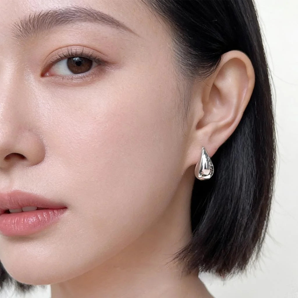 Minimalist Polished Metal Hollow Teardrop Chili Drop Earrings For Women Geometric Fashion Jewelry
