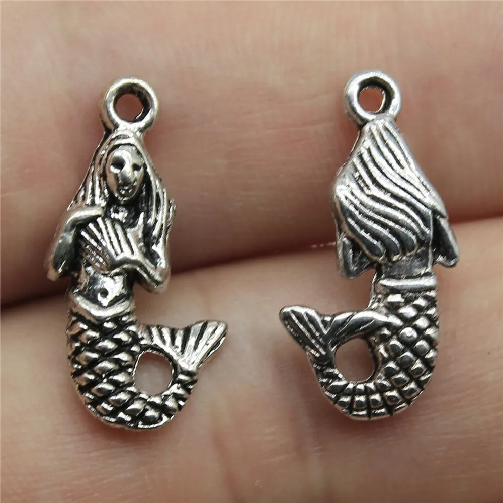 22x12mm 1.7g Multicolor Zinc Alloy Mermaid Charm Pendant for DIY Necklace Bracelet Jewelry Making