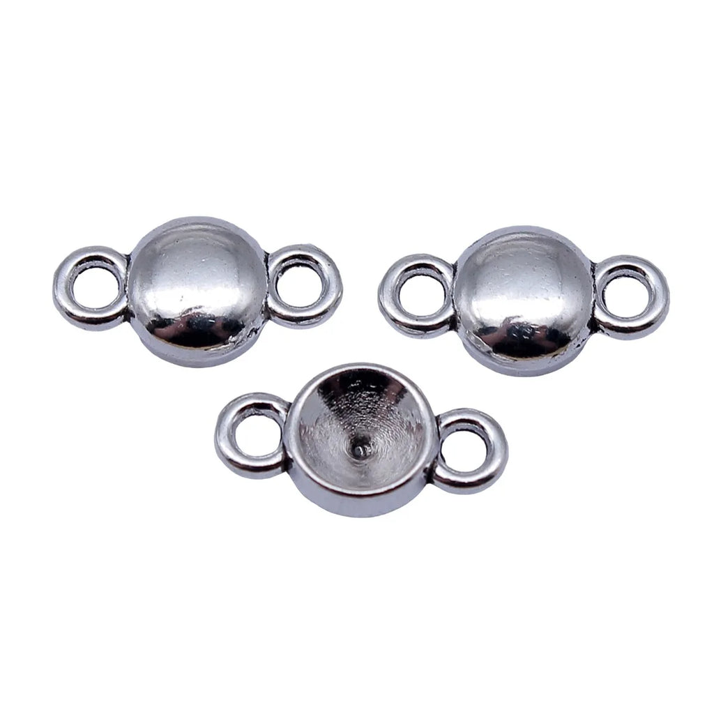 14x7.4mm 0.75g Antique Silver Zinc Alloy Rhinestone Setting Connector Charm for DIY Jewelry Making