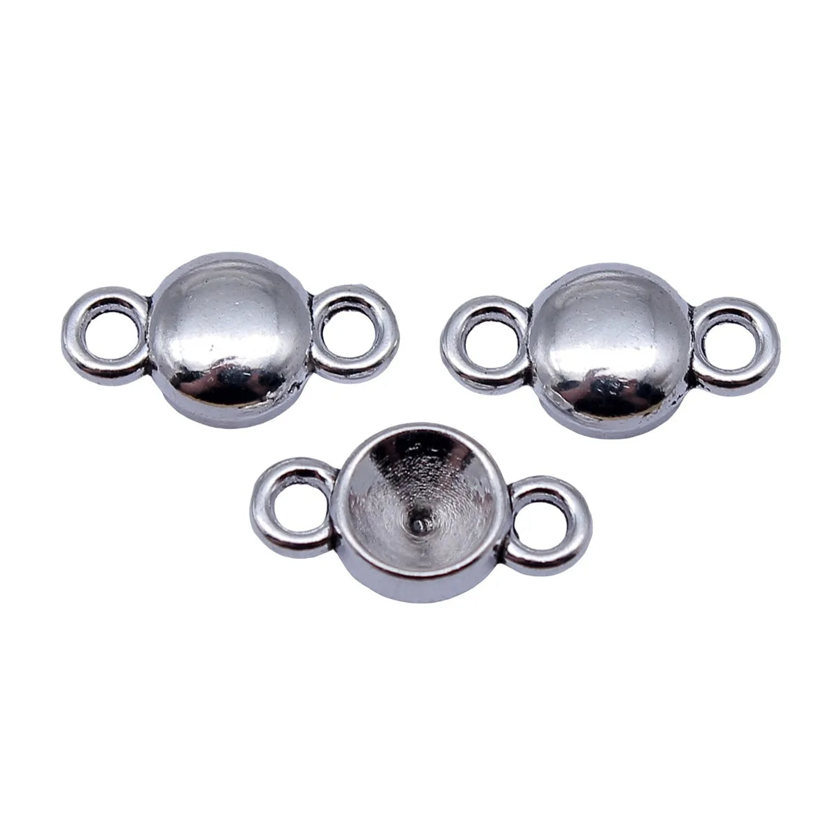 14x7.4mm 0.75g Antique Silver Zinc Alloy Rhinestone Setting Connector Charm for DIY Jewelry Making