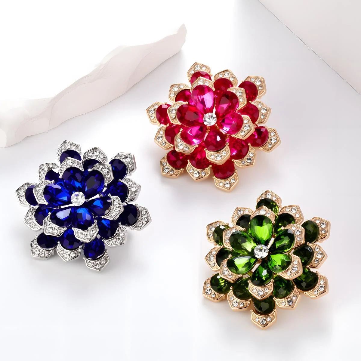 Elegant Blue Cornflower Snowflake Brooch With Rhinestone Alloy Petals, Luxury Lapel Pin Corsage Gift