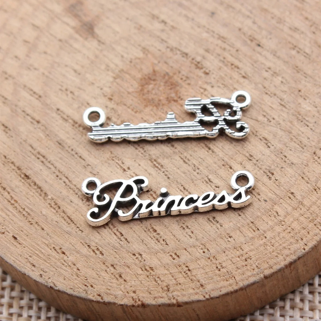 23x7.5mm 0.57g Antique Silver Zinc Alloy Princess Connector Charm for DIY Bracelet Necklace Jewelry