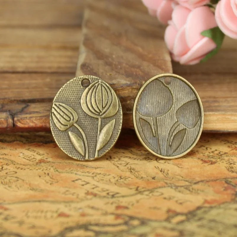25x21MM Antique Silver Zinc Alloy Oval Charm Pendant for DIY Necklace Bracelet Jewelry Making