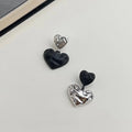 Sweet Cool Black Heart Asymmetric Drop Earrings, Copper For Women
