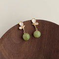 14K Gold Plated Copper Shell Natural Stone Butterfly Drop Earrings Light Luxury Handmade Jewelry